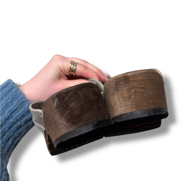 NEW Lotta's From Stockholm Taupe Brown/Gray Swedish Leather Clogs Size 42 - Picture 6 of 9
